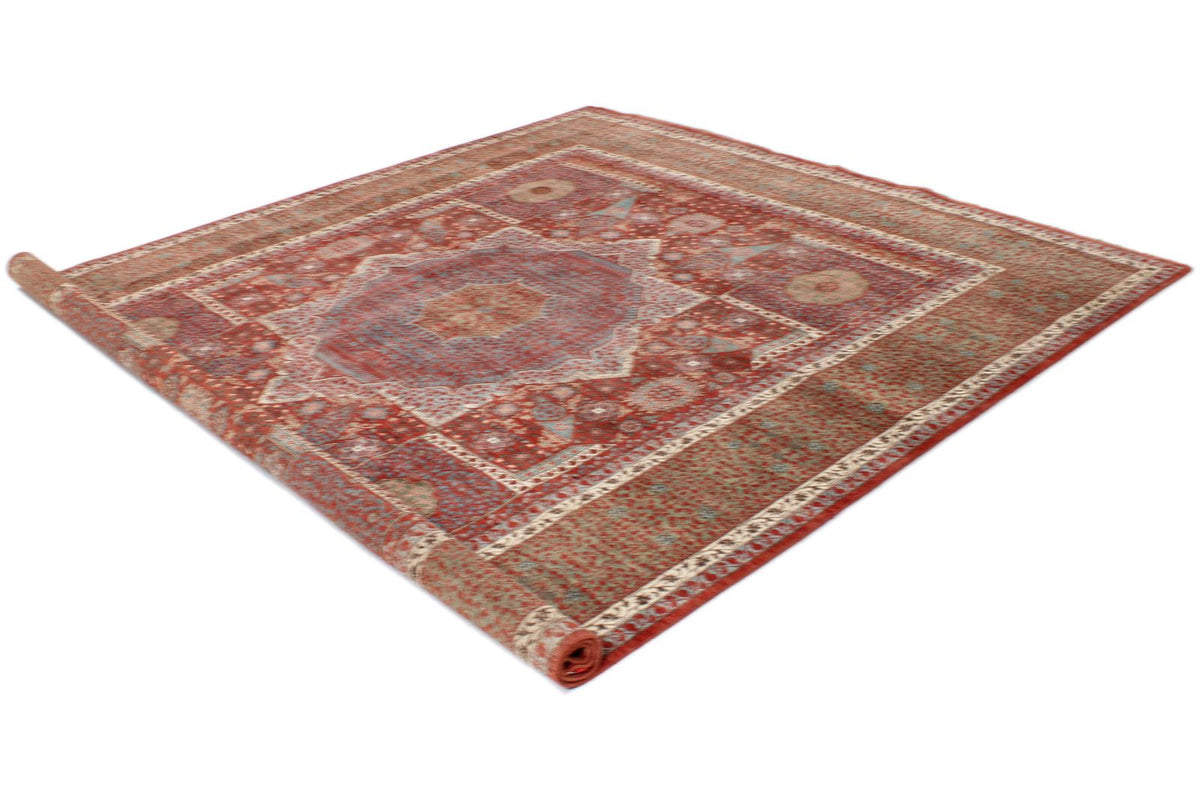 8x10 Red and Blue Turkish Tribal Rug