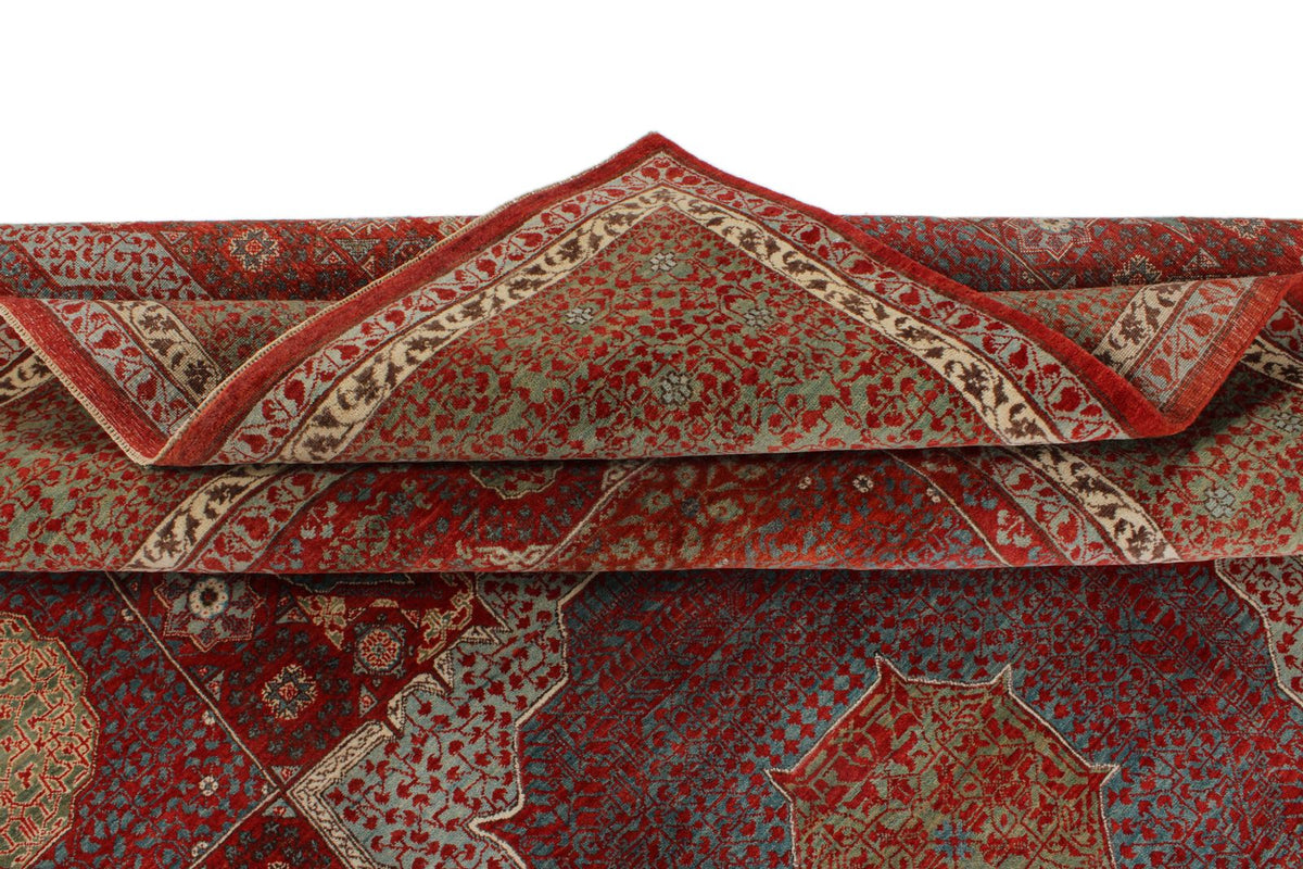 10x12 Red and Blue Turkish Tribal Rug