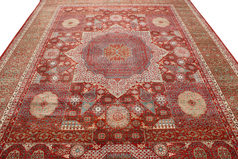 10x12 Red and Blue Turkish Tribal Rug