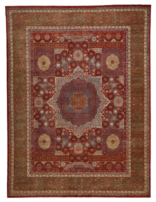 10x12 Red and Blue Turkish Tribal Rug