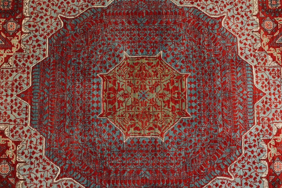 10x12 Red and Blue Turkish Tribal Rug