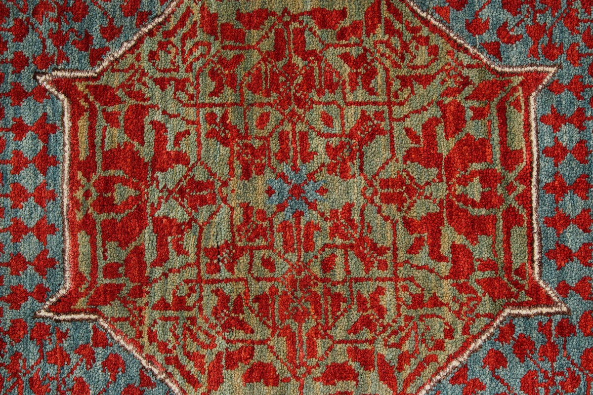 10x12 Red and Blue Turkish Tribal Rug