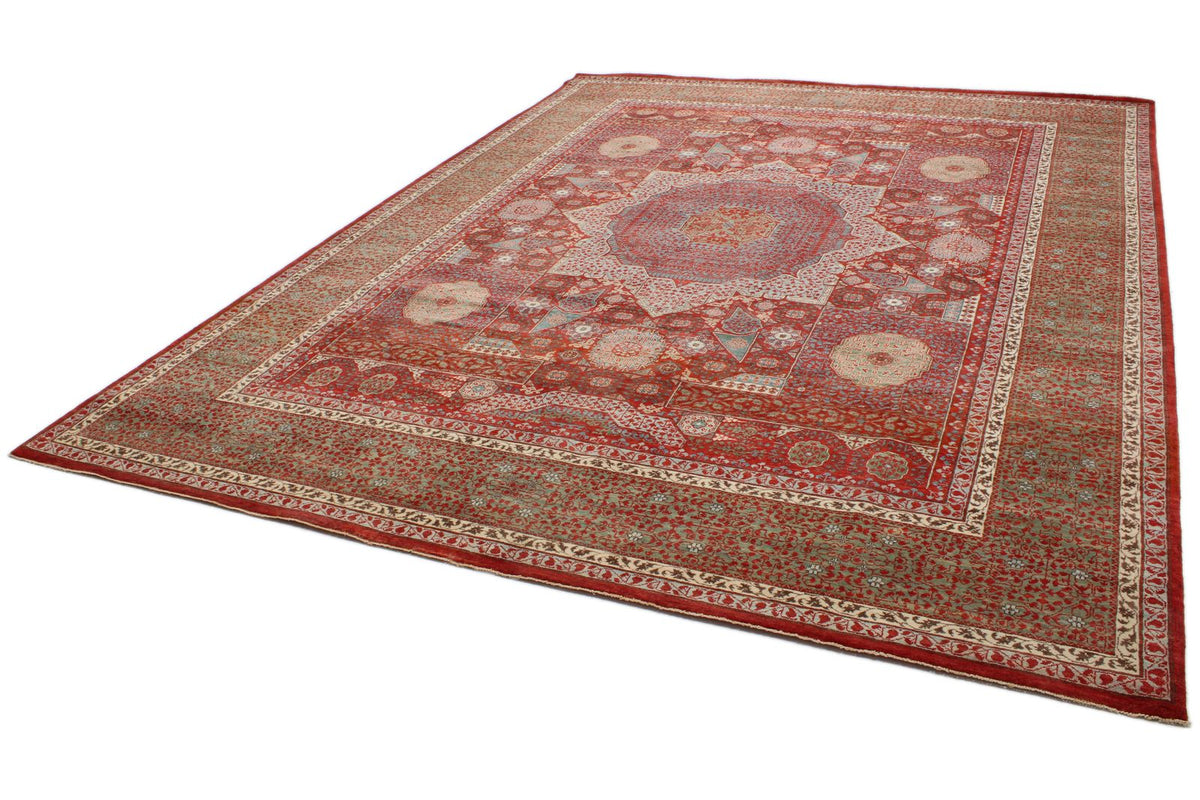 10x12 Red and Blue Turkish Tribal Rug