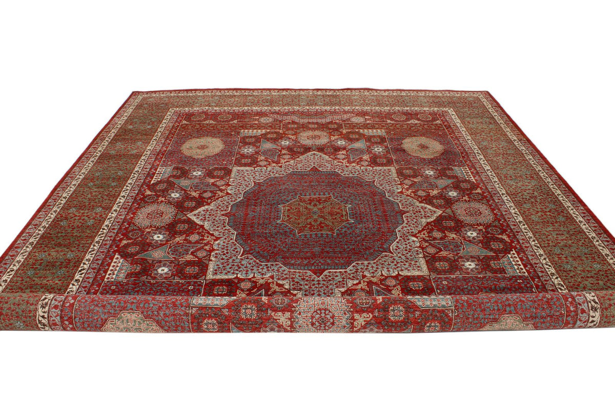 10x12 Red and Blue Turkish Tribal Rug