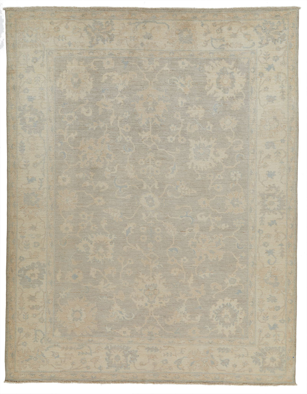 9x12 Beige and Ivory Turkish Oushak Rug