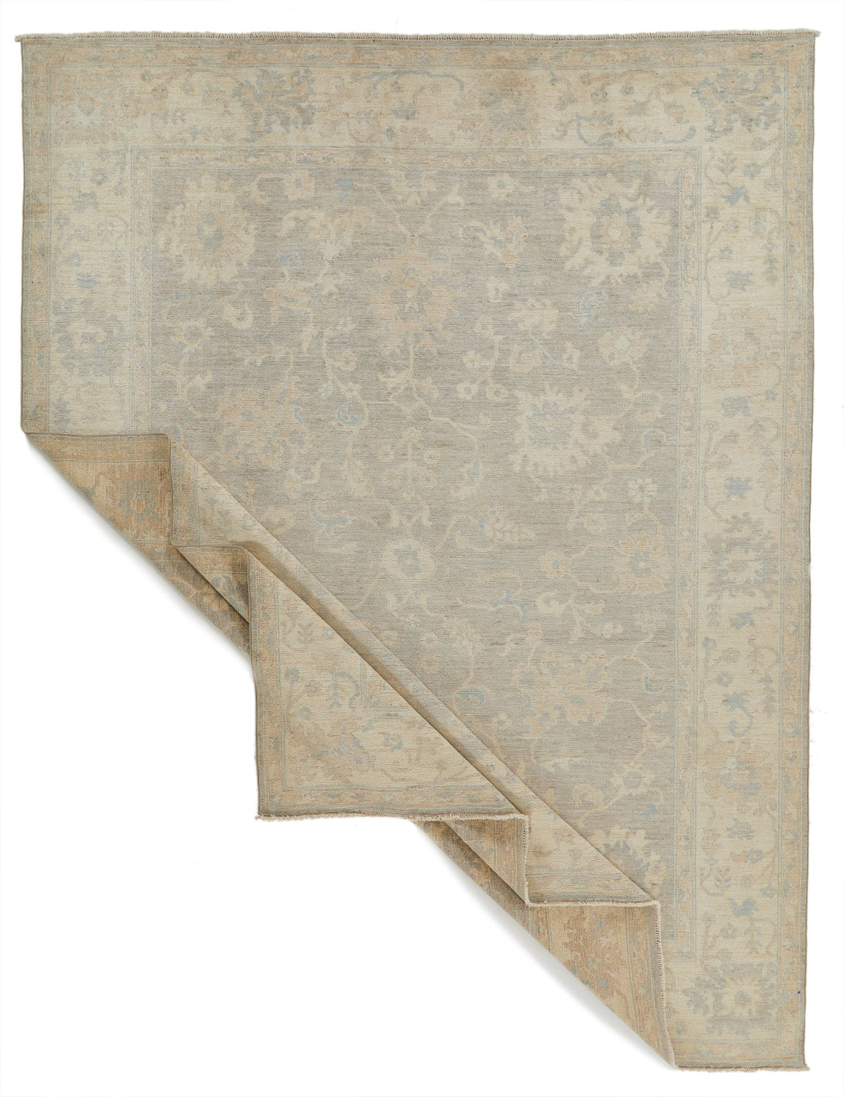 9x12 Beige and Ivory Turkish Oushak Rug