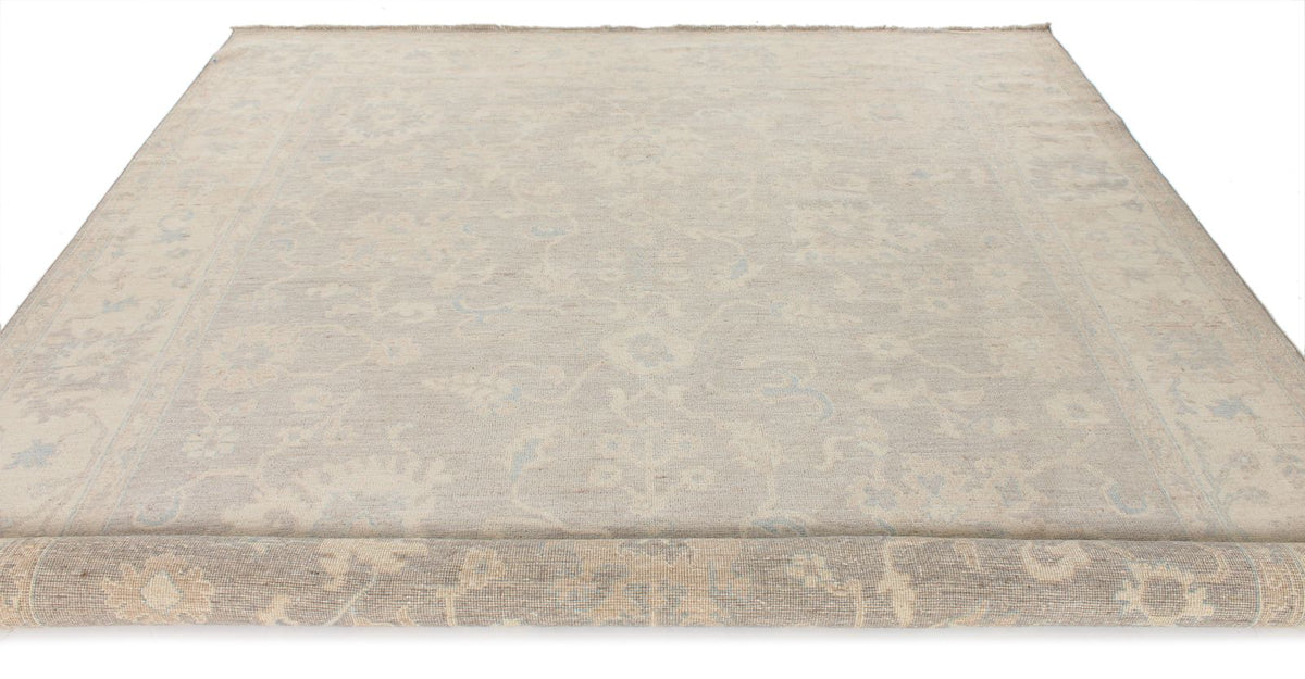 9x12 Beige and Ivory Turkish Oushak Rug