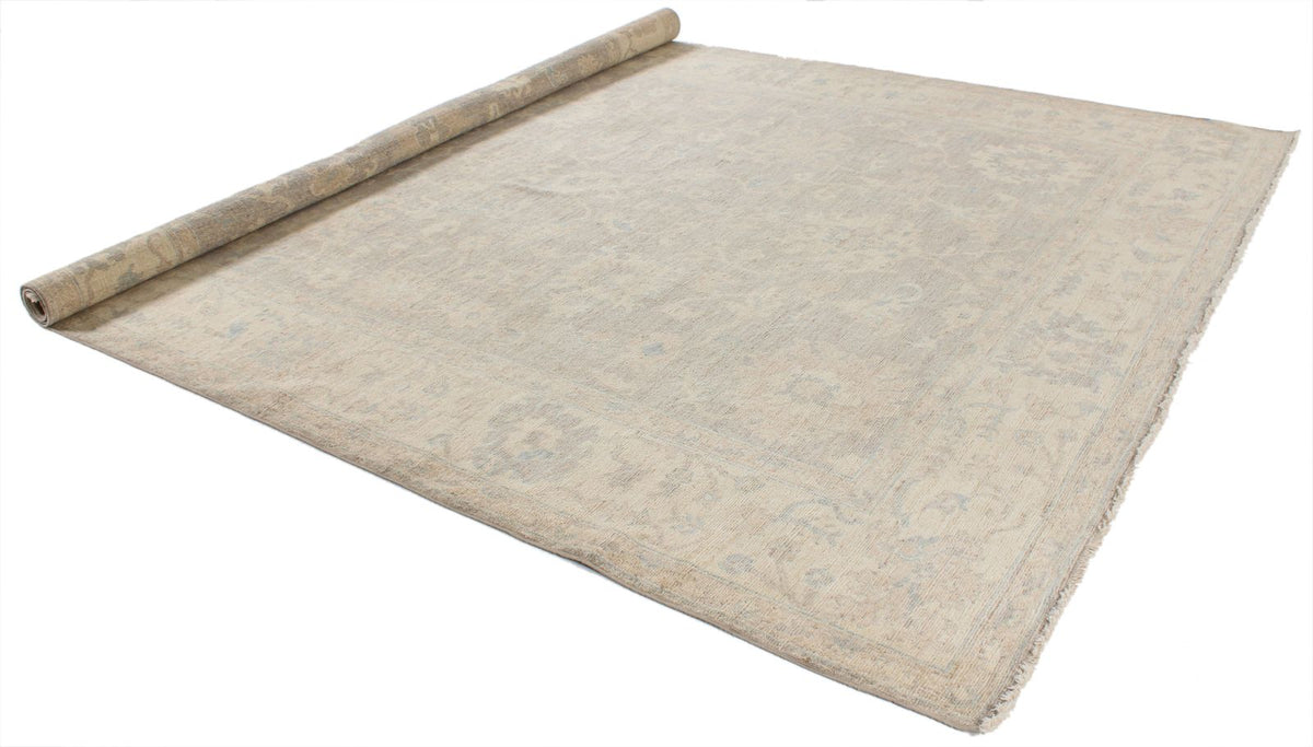 9x12 Beige and Ivory Turkish Oushak Rug