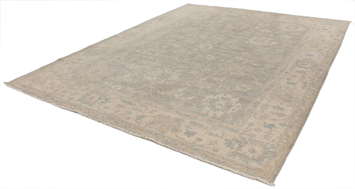 9x12 Beige and Ivory Turkish Oushak Rug