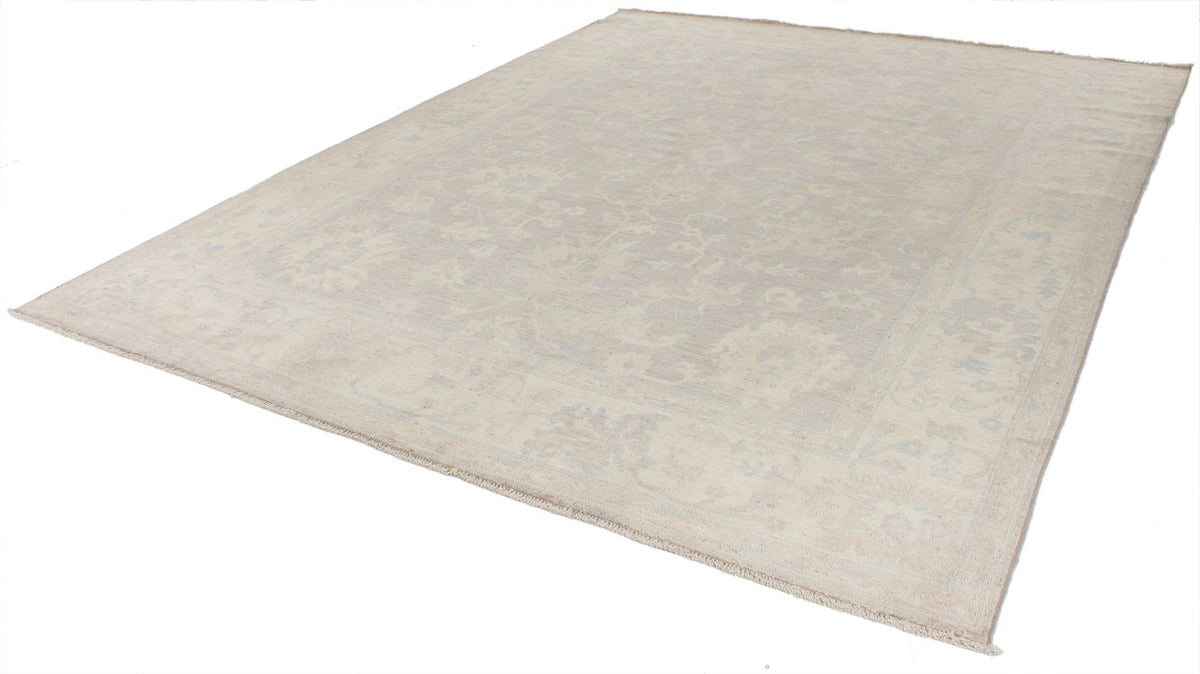 9x12 Beige and Ivory Turkish Oushak Rug