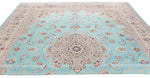 10x13 Blue and Ivory Turkish Silk Rug