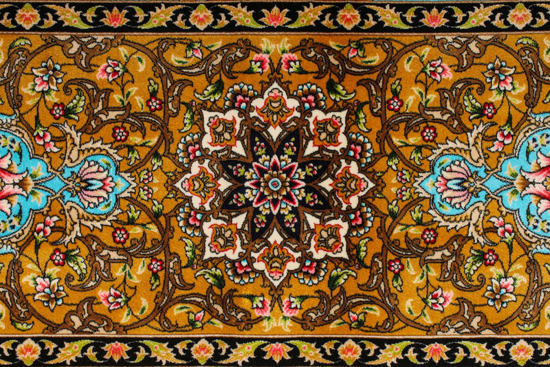10x13 Multicolor and Yellow Turkish Silk Rug