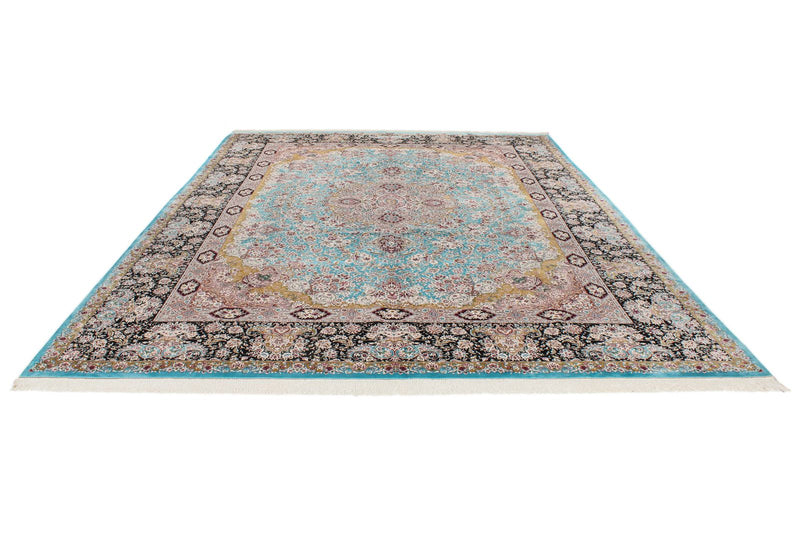 10x13 Blue and Black Turkish Silk Rug