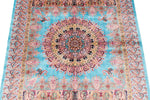 3x5 Blue and Multicolor Turkish Silk Rug