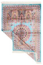 3x5 Blue and Multicolor Turkish Silk Rug