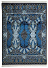 8x11 Black and Blue Turkish Silk Rug