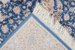 6x8 Blue and Beige Turkish Silk Rug