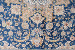 6x8 Blue and Beige Turkish Silk Rug