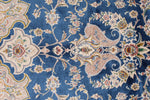 6x8 Blue and Beige Turkish Silk Rug