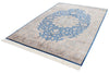 6x8 Blue and Beige Turkish Silk Rug