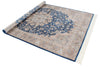 6x8 Blue and Beige Turkish Silk Rug