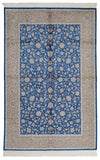 5x7 Blue and Ivory Turkish Silk Rug