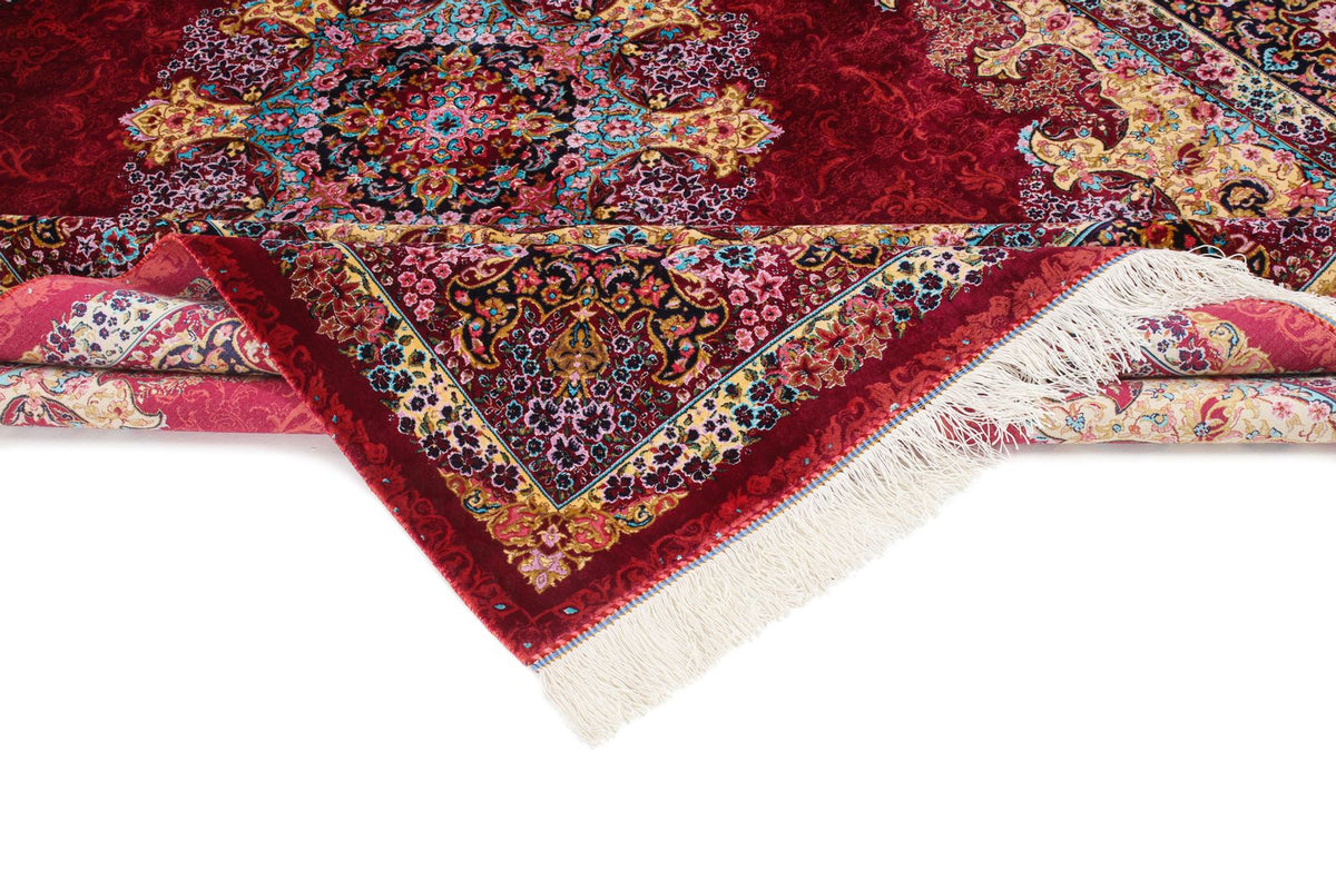 5x7 Burgundy and Multicolor Turkish Silk Rug