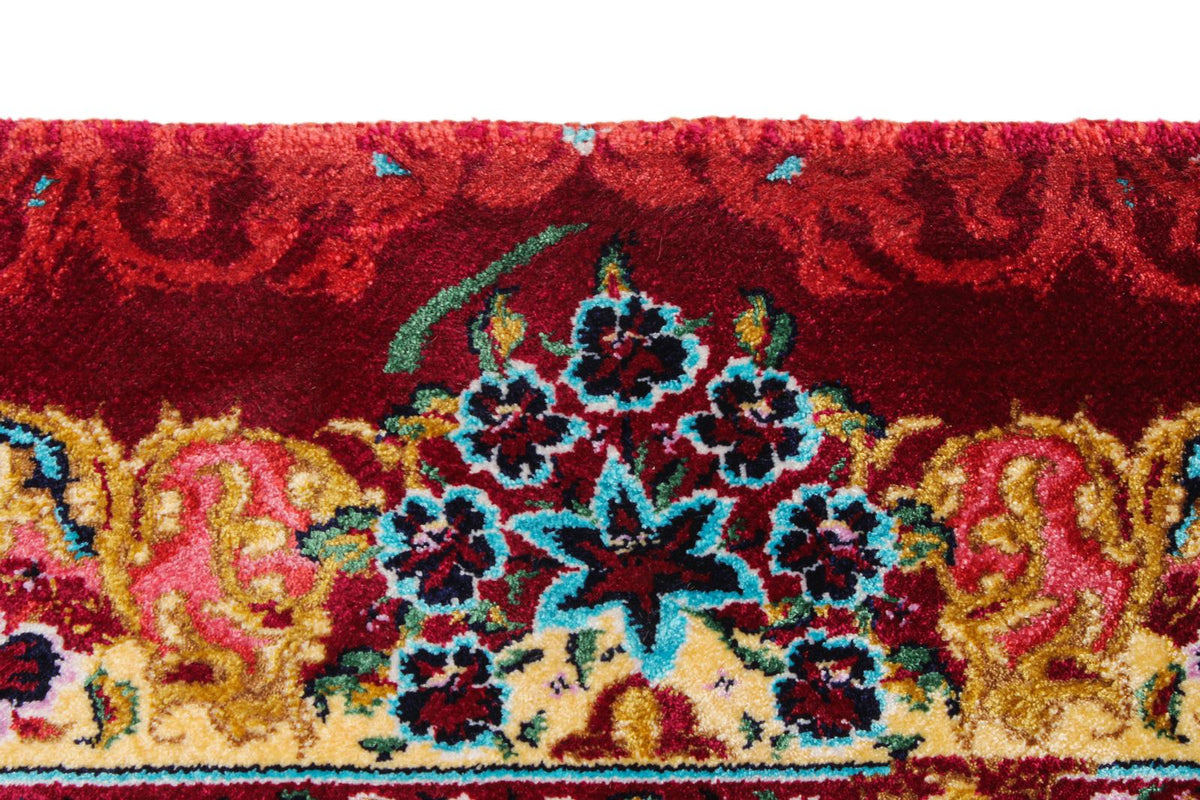 5x7 Burgundy and Multicolor Turkish Silk Rug