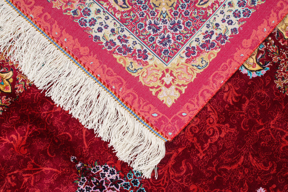 5x7 Burgundy and Multicolor Turkish Silk Rug