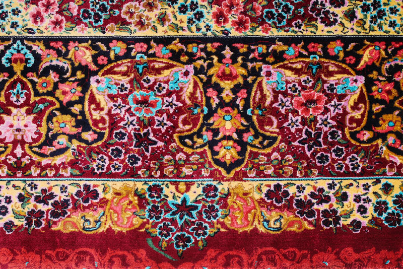 5x7 Burgundy and Multicolor Turkish Silk Rug