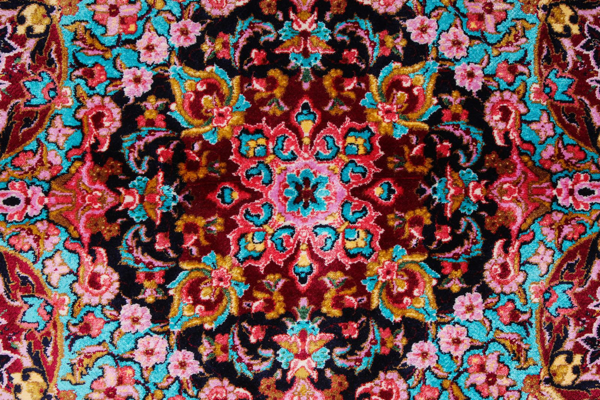 5x7 Burgundy and Multicolor Turkish Silk Rug