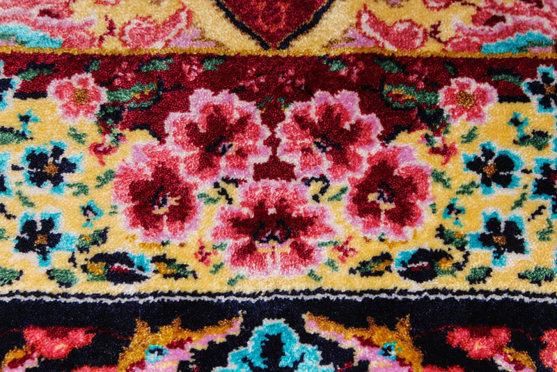 5x7 Burgundy and Multicolor Turkish Silk Rug