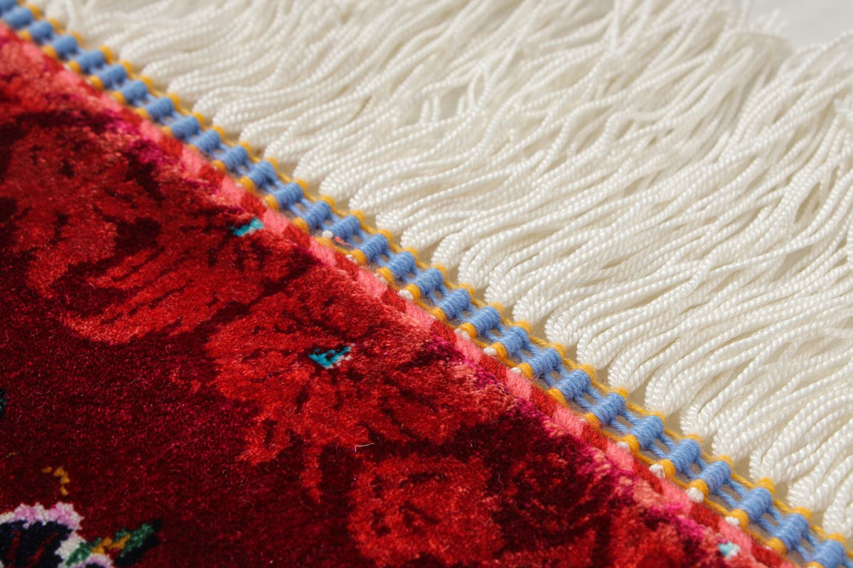 5x7 Burgundy and Multicolor Turkish Silk Rug