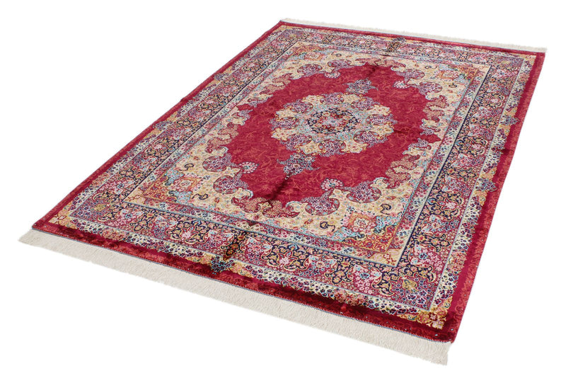 5x7 Burgundy and Multicolor Turkish Silk Rug