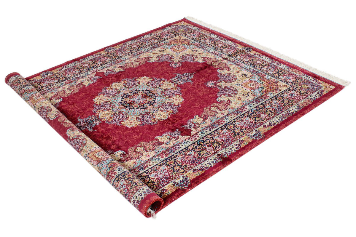 5x7 Burgundy and Multicolor Turkish Silk Rug