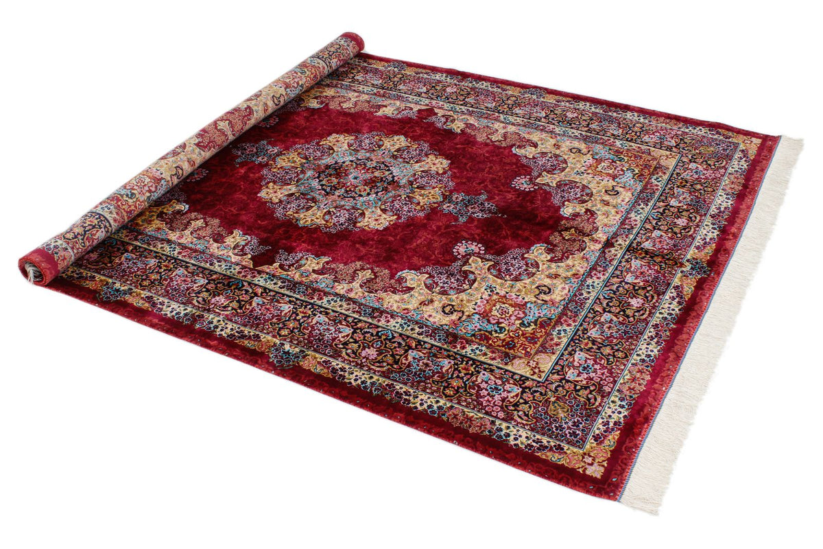 5x7 Burgundy and Multicolor Turkish Silk Rug