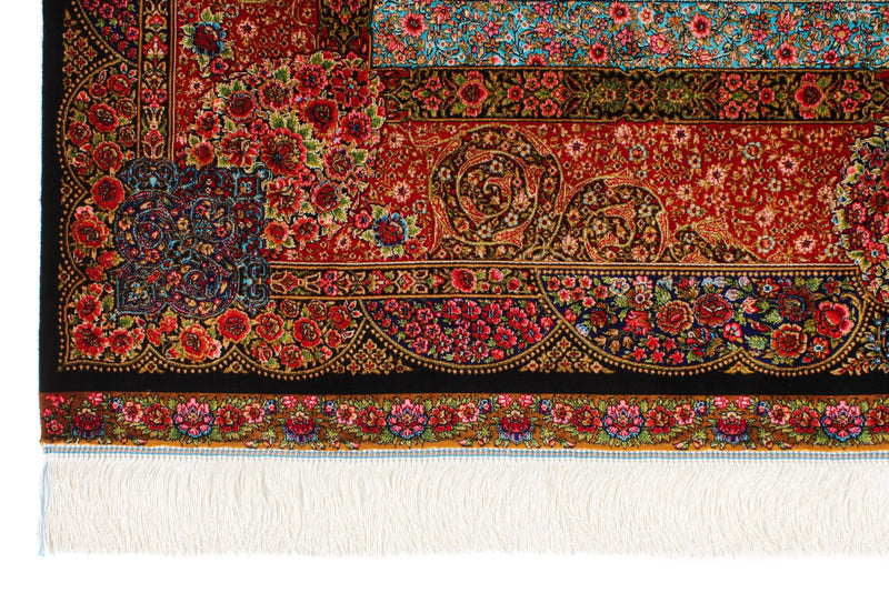 5x7 Multicolor and Black Turkish Silk Rug