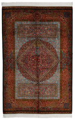 5x7 Multicolor and Black Turkish Silk Rug