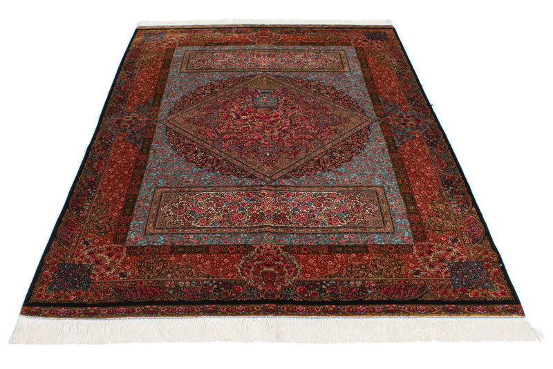 5x7 Multicolor and Black Turkish Silk Rug