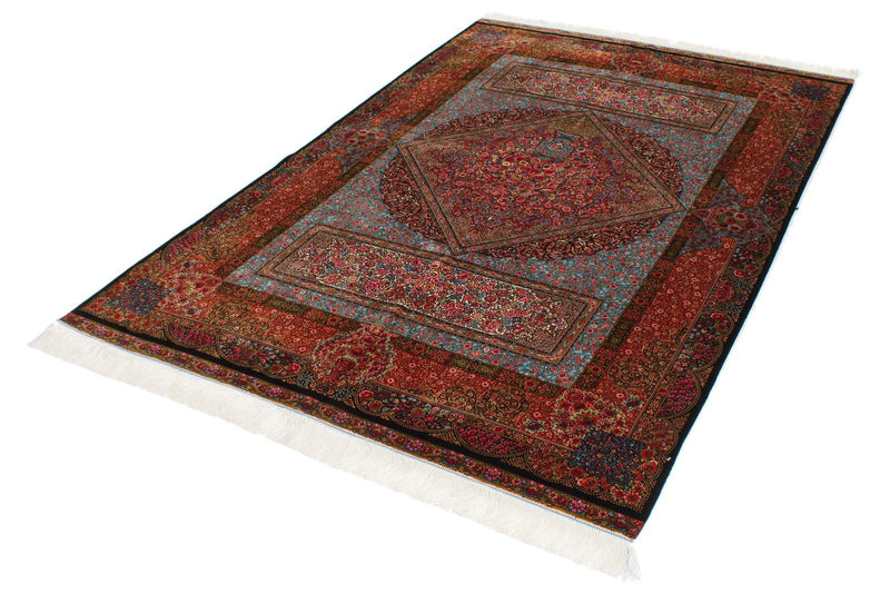 5x7 Multicolor and Black Turkish Silk Rug