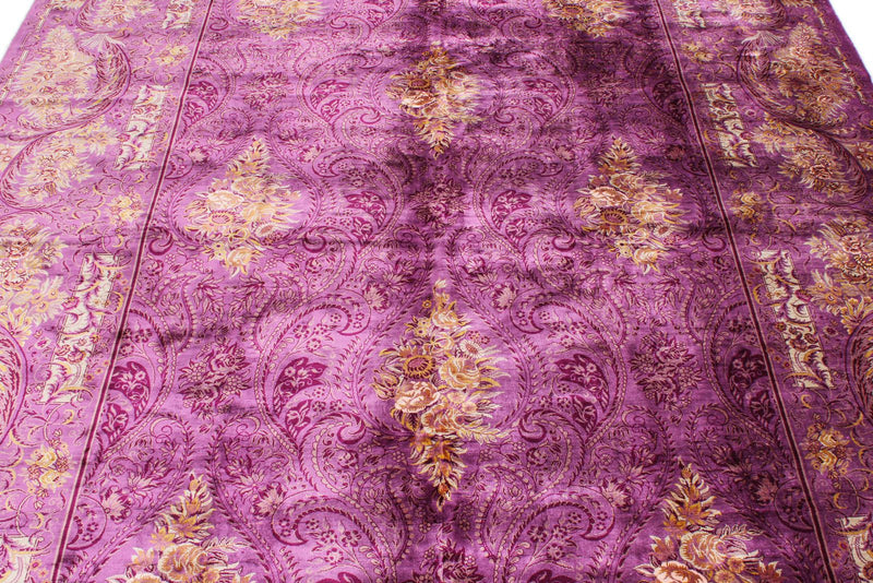 7x10 Purple and Gold Turkish Silk Rug