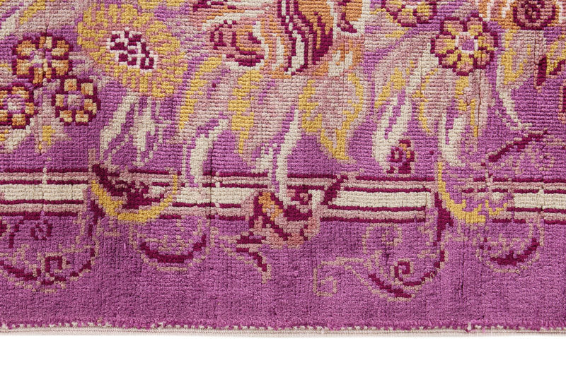 7x10 Purple and Gold Turkish Silk Rug