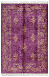 7x10 Purple and Gold Turkish Silk Rug