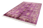 7x10 Purple and Gold Turkish Silk Rug