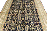 6x9 Navy and Ivory Turkish Silk Rug