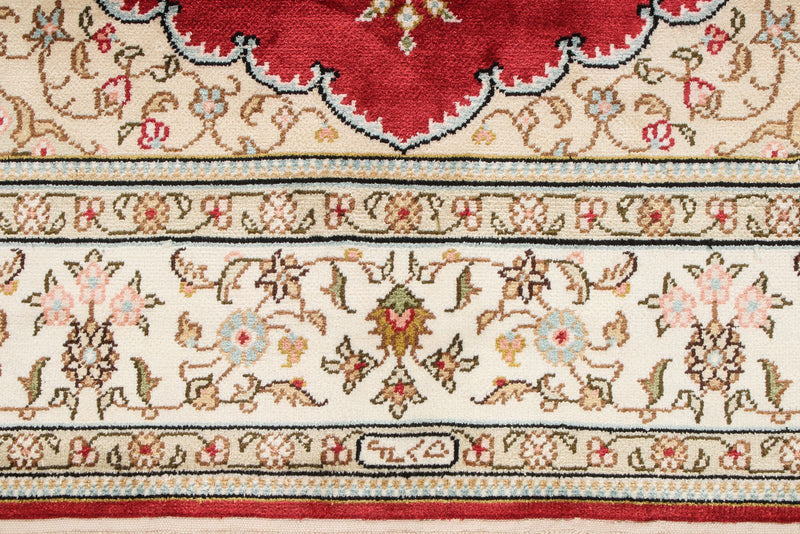 3x5 Red and Ivory Turkish Silk Rug