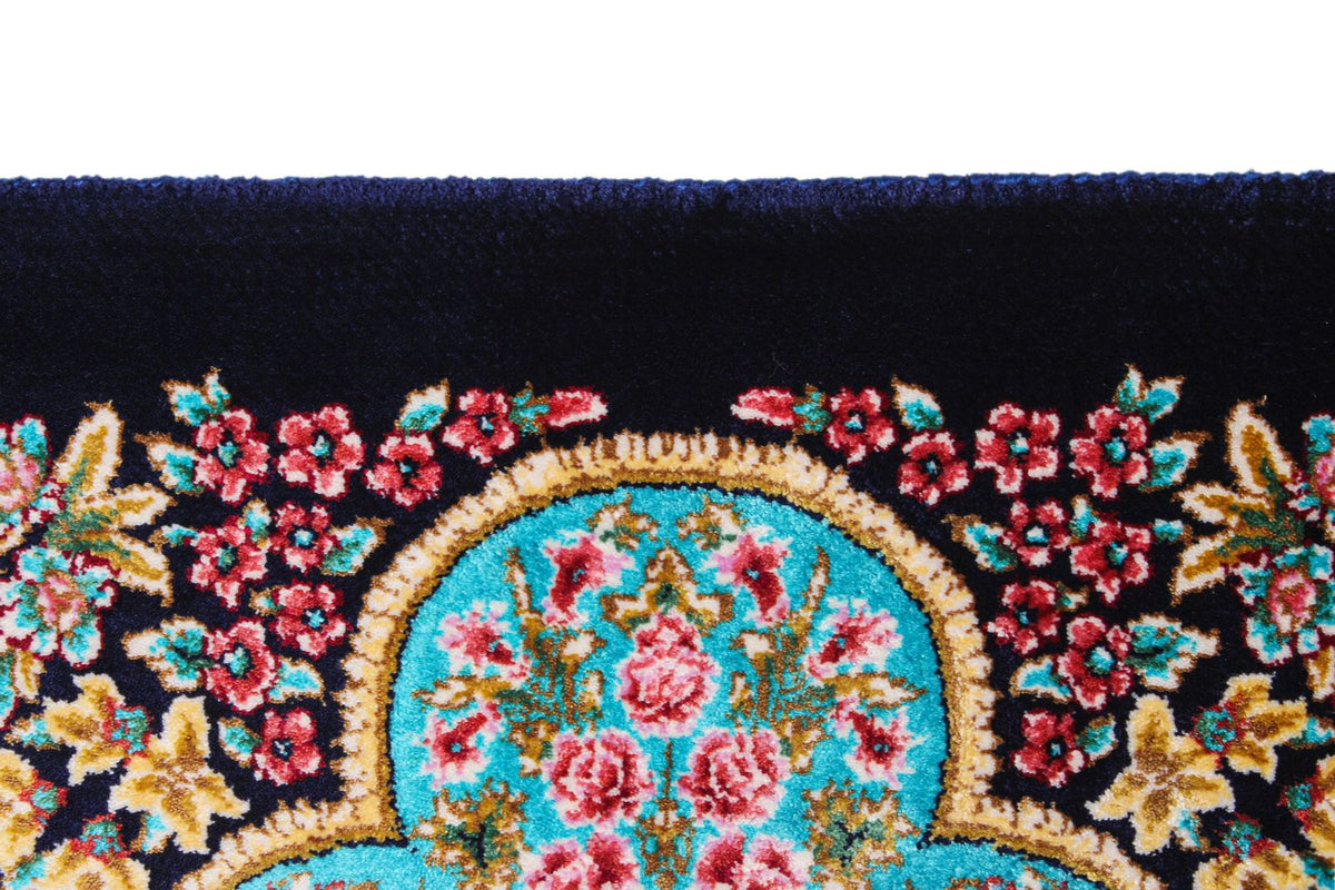 5x7 Navy and Blue Turkish Silk Rug