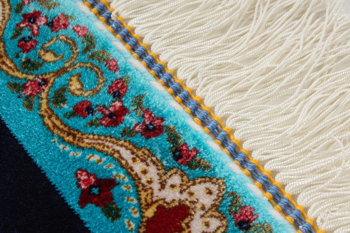 5x7 Navy and Blue Turkish Silk Rug