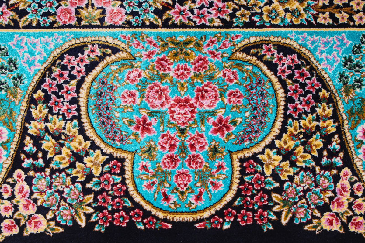 5x7 Navy and Blue Turkish Silk Rug