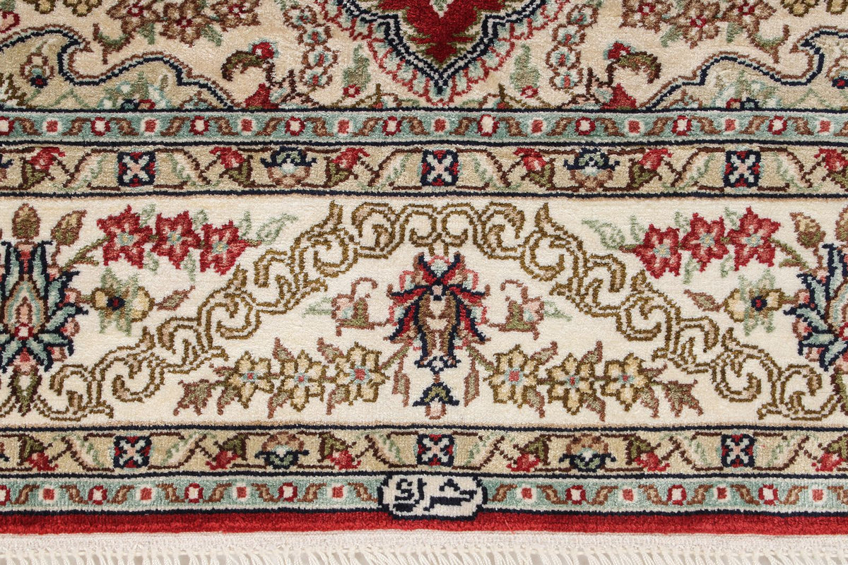 3x5 Red and Ivory Turkish Silk Rug